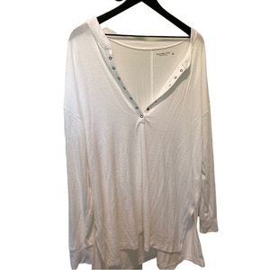 A&F oversized cozy Henley snap button down